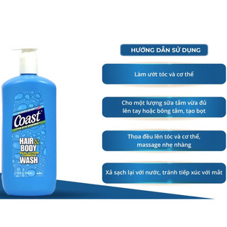 Sữa Tắm Gội dành cho Nam Coast Hair & Body Wash 532ML & 946ml của Mỹ