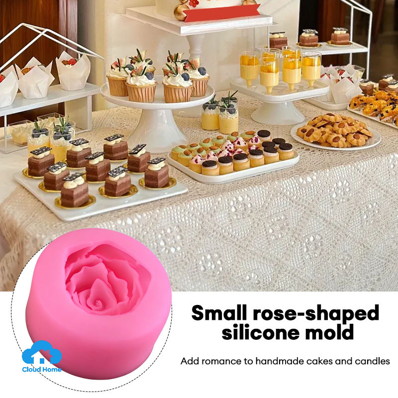 🌤️COD🌤️Khuôn Silicone Tạo Hình Hoa Hồng 3D Trang Trí Bánh-Tạo hình bánh, thạch rau câu, xôi, Khuôn silicon nến