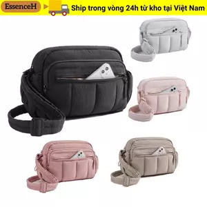 Túi đeo chéo ESSENCEH, Túi đeo vai phồng chống thấm nước, Túi Tote màu trơn có thể điều chỉnh dung tích lớn di động dành cho nữ