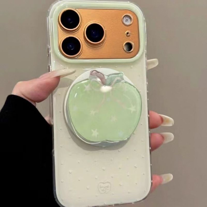 Phong cách Hàn Quốc Sunny Green White Polka Dot Star Apple Giá đỡ từ tính Thích hợp cho Apple 17promax16 Vỏ từ tính 15 / 14