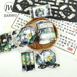 JIANWU 70mm * 200cm Vintage Hoa Màn Hình Cửa Sổ Phong Cảnh Chất Liệu Cắt Kéo Thêu Sò PET Băng Sáng Tạo DIY Tạp Chí Văn Phòng Phẩm