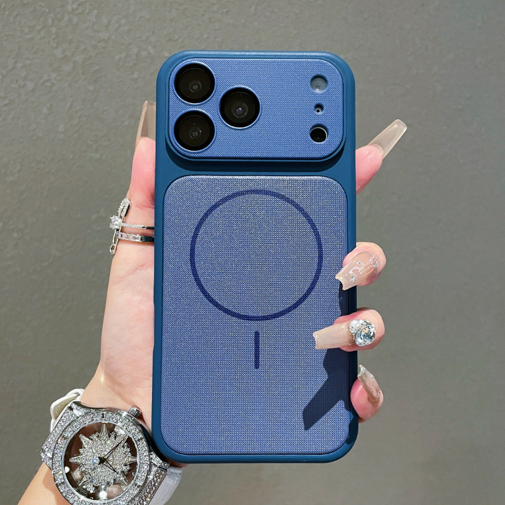 PC + TPU có màng ống kính Vỏ điện thoại từ tính cho iPhone 17 16 15 14 13 12 Pro Max 16 15 14 Plus Nút kết cấu mờ Bảo vệ chống rơi Vỏ thời trang đơn giản