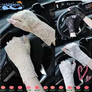Găng tay nửa ngón EBINLANDS, Găng tay ren lưới chống tia cực tím co giãn, Găng tay chống nắng phong cách mỏng mùa hè thời trang Thể thao ngoài trời