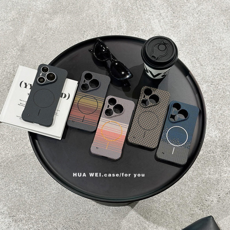 Ốp điện thoại cứng từ tính họa tiết Kevlar siêu mỏng Mimi cho Huawei P90 Pro Max P90 Pro P80 Ultra P80 Pro P70 Ultra P70 Pro + Ốp điện thoại nhựa cứng sạc không dây