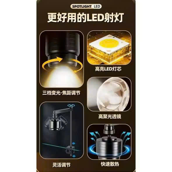 KaoKui KK F09 đèn led rọi bể cá (15w) chỉnh dược tiêu cự, có 3 chế độ màu