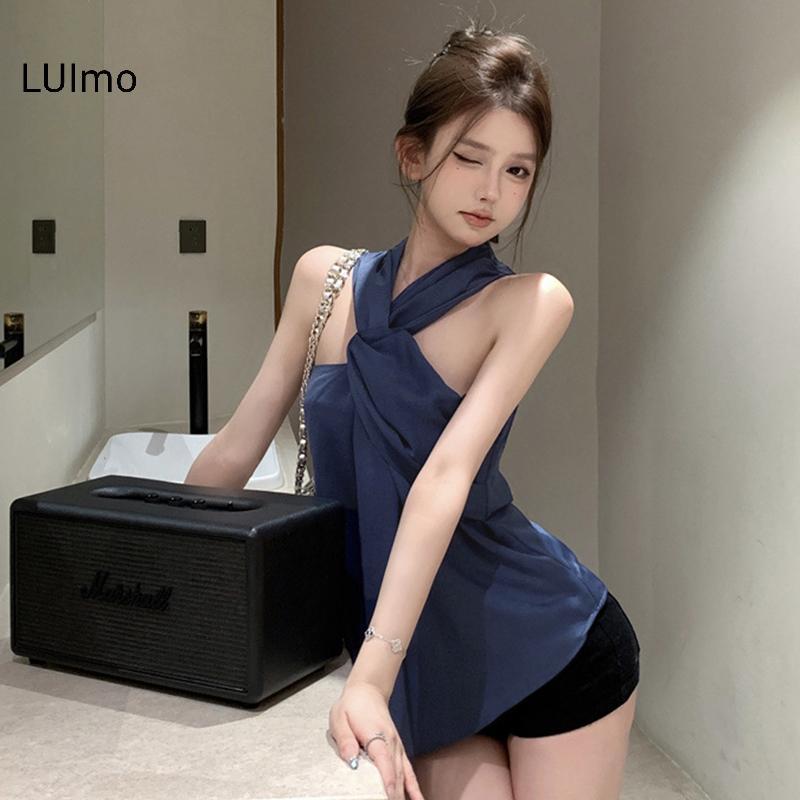 LUImo Thời Trang Mùa Hè Ngọt Ngào Gợi Cảm Xanh Xoắn Dây Ne Không Tay Áo Cho Nữ SBS