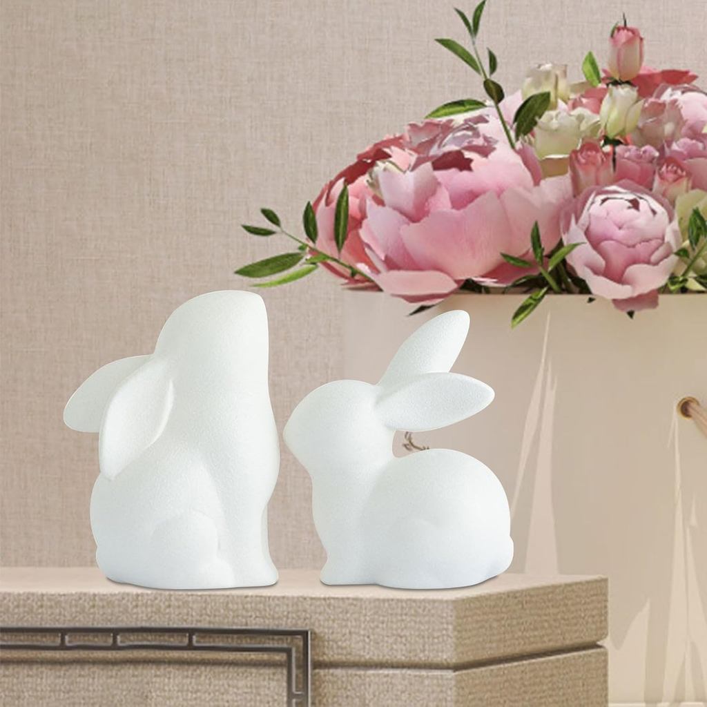 Cặp Đôi Gốm Thỏ Các Bức Tượng Thỏ Mini 4 Inch Tượng Sứ Động Vật Điêu Khắc Nghệ Thuật Hiện Đại Thỏ Đồ Trang Trí Trang Trí Cho Phòng Khách Văn Phòng Để Bàn Kệ Bàn