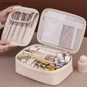 Túi đựng mỹ phẩm du lịch cỡ lớn chống nước, hộp đựng đồ đa năng bằng da [VN]