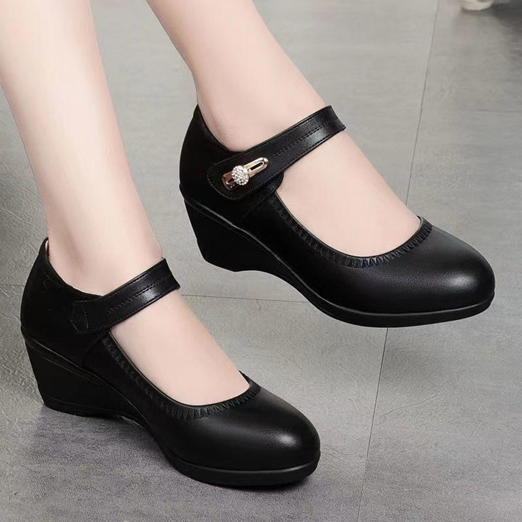 Giày Da PU Mềm Nữ Nhẹ Chống Trơn Trượt Giày Thường Cho Mùa Thu Xuân Đầu Mùa Hè