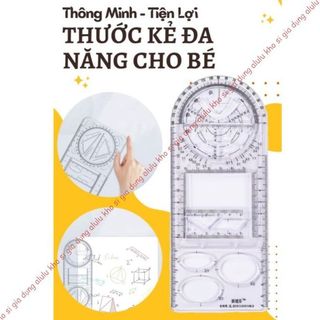 Thước Kẻ Đa Năng 4in1 Xoay 360° Deli – Thước Đo Góc, Tam Giác, Thẳng Cho Bé Tiểu Học