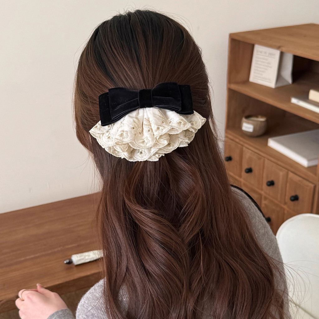 Kẹp tóc nơ ren kiểu Pháp Kẹp tóc nữ ngọt ngào