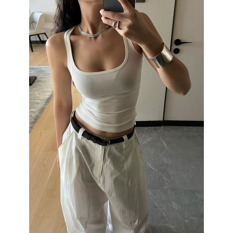 Áo tanktop 2 dây nữ cổ vuông JUSTDUN co giãn hàng thun cotton xuất dư Kenco Sài Gòn M166