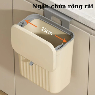 Thùng Rác Treo Tủ Bếp 12L Nắp Lật Tiện Lợi, Dán Tường/Nhanh Gọn, Không Cần Khoan