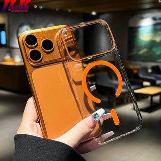 [JLK] Ốp lưng mỏng trong suốt từ tính cho iPhone 14 15 16 17 Pro Max Air Wireless Sạc siêu cứng PC Slim Vỏ chống sốc
