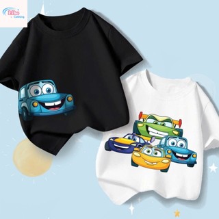 Áo thun in hình ô tô dành cho bé trai, thoải mái, mềm mại, thân thiện với da, thích hợp cho các hoạt động ngoài trời