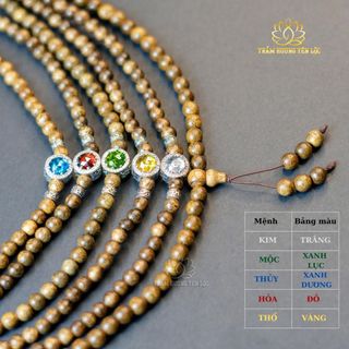 Vòng Gỗ Trầm Hương 108 Hạt mix Minh Nguyệt - Trầm Hương Yên Lộc