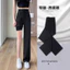 Quần ống thẳng hẹp nữ 2025 cạp cao Drape ống rộng màu đen thông thường Quần chạy sàn Fat mm Phù hợp với quần 5.12