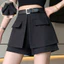 Quần Short Nữ Mùa Xuân 2025 Cao Cấp Culottes Thiết Kế Mỏng Hơn Nhìn Đen Chữ a Rộng Quần 5.12