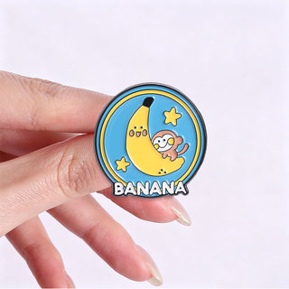 Dễ Thương Khỉ Và Chuối Men Huy Hiệu Hoạt Hình Mặt Trăng Và Ngôi Sao Thổ Cẩm Thú Vị Cá Tính Động Vật Ba Lô Phụ Kiện Quà Tặng Cho Bạn Bè