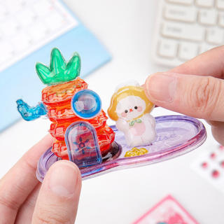 ENWEI 1 Cái [Dòng Xứ Sở Thần Tiên Dễ Thương] Dập Nổi Xếp Chồng Vui Vẻ Dán Dứa Bunny Panda Phong Cách Hoạt Hình Cho Tạp Chí Thêu Sò