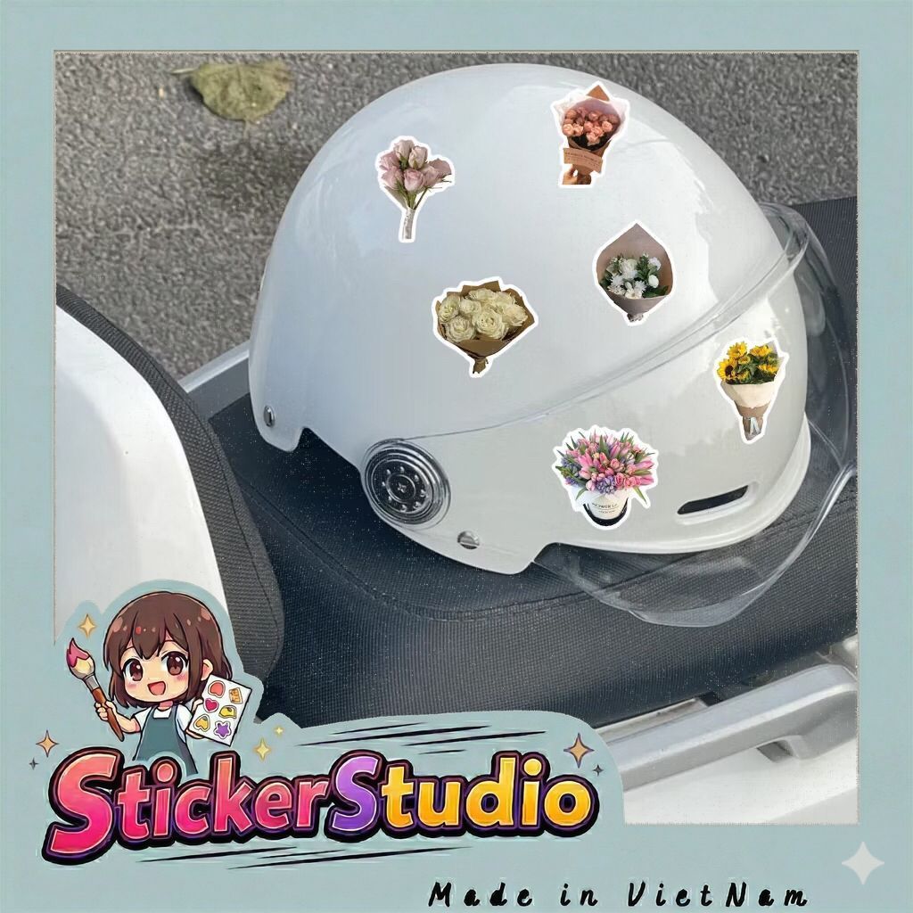sticker bó hoa xinh tươi