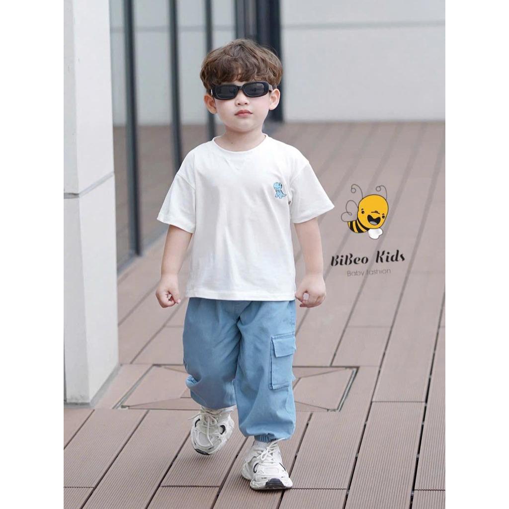 Bộ quần áo TRẮNG KHỦNG LONG QUẦN DÀI  cho bé trai , Áo  chất COTTON mềm, Quần JEAN dài thoải mái cho bé