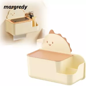 Hộp đựng khăn giấy treo tường MARGREDY, Hộp đựng khăn giấy vệ sinh chống nước đa chức năng, Thùng Carton Khủng long chống gỉ Không đục lỗ Bảo quản treo tường Phòng tắm Nhà tổ chức vệ sinh