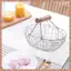 Tay Cầm Bằng Gỗ Kim Loại Retro Giỏ Di Động Đa Năng Rau Quả Trứng Hàng Tạp Hóa Thực Tế Giỏ Bảo Quản Màu Trắng (R F C V)
