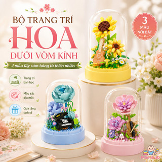 Bộ trang trí hoa dưới vòm kính – Hộp nhạc xoay, lắp ráp hạt nhỏ – Trang trí bàn học, quà tặng sinh nhật bạn gái