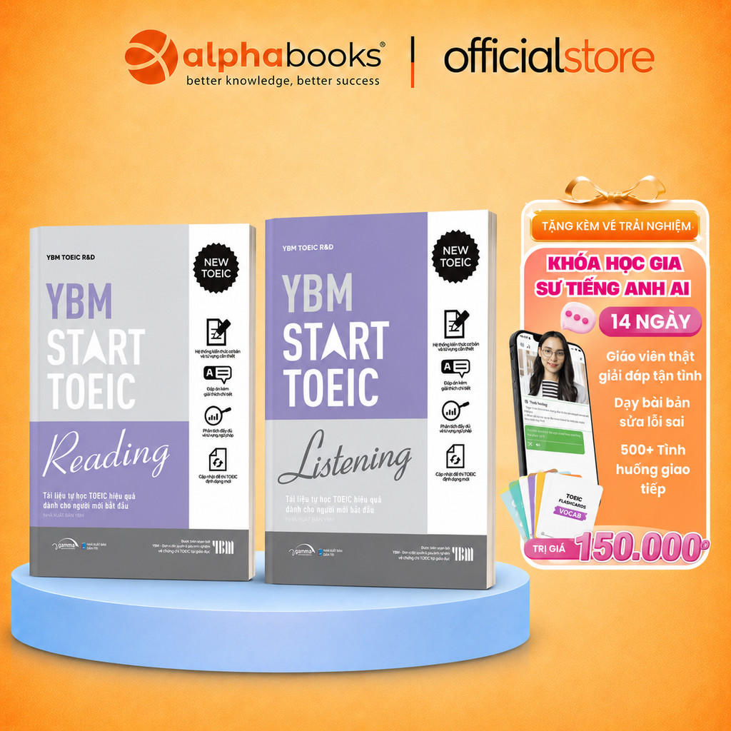 Sách - Lẻ/combo: YBM Start Toeic Reading + Listening - Kèm lời giải chi tiết (Gamma Books)