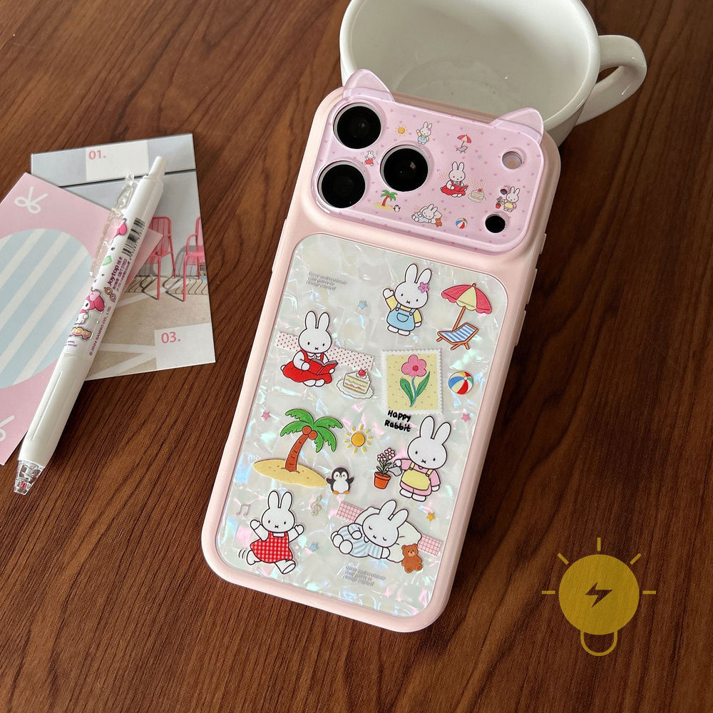 Phone Case For iPhone 17 Pro Max 16 15 TPU Cat Ear Aesthetic Korean Cute