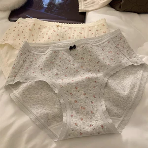 Quần lót Cotton nguyên chất giữa eo dành cho nữ, thoáng khí, cỡ lớn.