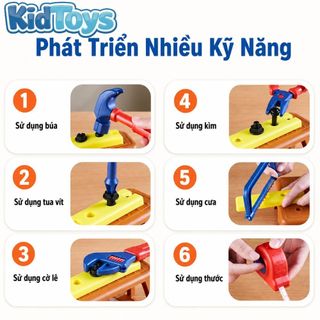 Bộ Đồ Chơi Kỹ Sư KidToys 37 Chi Tiết - Kèm Khoan Điện, Mũ Và Kính Cho Bé Lắp Ráp