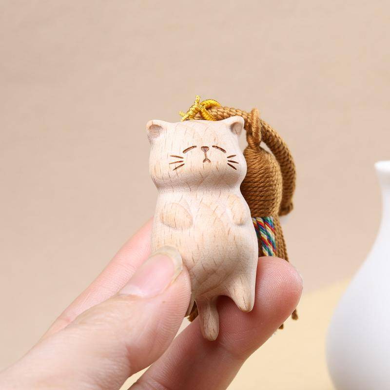 [Kitten-t] Móc khóa mèo bằng gỗ cổ điển Khắc tay Túi Kitty dễ thương Mặt dây chuyền trang trí Móc khóa ô tô dành cho nữ Cặp đôi Phụ kiện trang sức thời trang Quà tặng mới