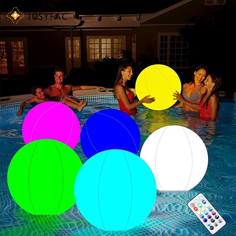 JCSYFAC Bóng LED Bơm Hơi Lớn Thổi Lên Bãi Biển Lớn Chống Thấm Nước Cho Bể Bơi Đảng Bóng Bay Ngoài Trời Sân Vườn Dạ Quang Đồ Chơi Bóng LED Mới