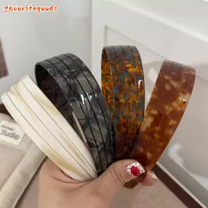 FAVORITEGOODS Băng đô vỏ rùa dày, Không đau đầu Acetate Băng đô vỏ rùa rộng, Dây buộc tóc da báo bằng nhựa thời trang không trượt cho tóc nữ