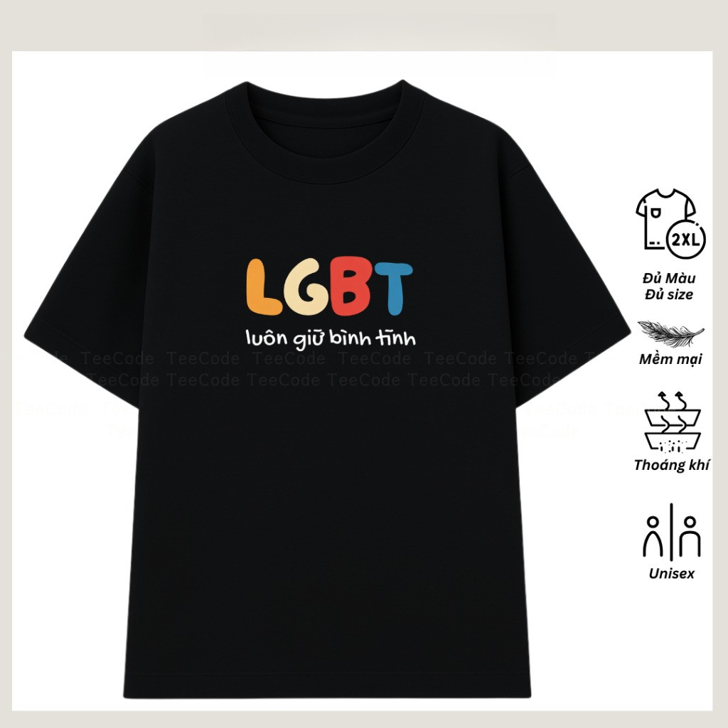 （Giao hàng 24h）Angela Áo Thun In Chữ LGBT Luôn Giữ Bình Tĩnh Meme Form Rộng Nam Nữ Local
