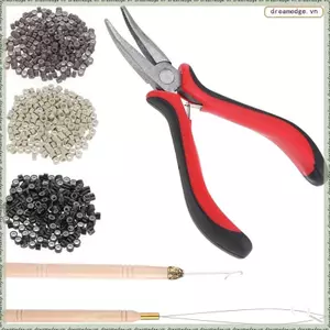 Dành cho Bộ dụng cụ mở rộng tóc, Nhẫn siêu nhỏ lót silicon 5mm, Móc móc gỗ, để nối dài tóc Kìm mũi cong màu đỏ