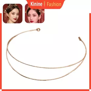 KIN Kim Loại Hai Lớp Băng Đô Dây Hàng Đầu Cho Nữ Cưới Tóc Dây Co Giãn Kim Loại Băng Đô Quấn Tóc Cho Bé Gái
