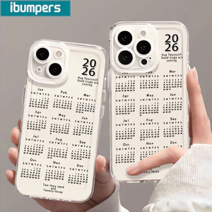 Ốp điện thoại Ibumpers Thanh lịch 2026 Lịch trong suốt tối giản trong suốt Vỏ chống sốc mềm cao cấp cho iPhone 11 12 13 14 15 16 17 Pro Max IP 7 8 Plus Iphon X XS XR Xs Max