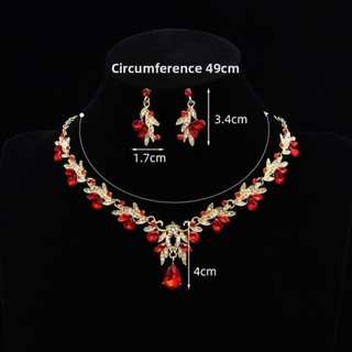Vòng Cổ Zircon Kim Cương SEREIP, Vòng Cổ Hoa Lấp Lánh Nữ Hình Lá, Bông Tai Trang Sức Cưới Bộ Trang Sức Cho Tiệc Cưới Lễ Hội