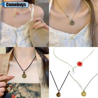 Dây chuyền hạt ngọc hồng hạc đào phong cách camellia, phù hợp làm vòng cổ xương đòn
