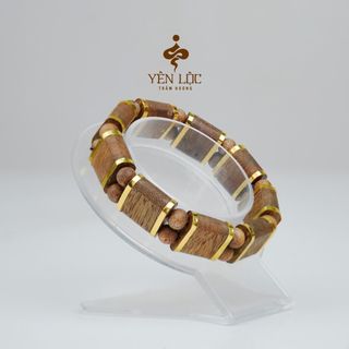 Lách Tay Trầm Tự Nhiên ĐH Bọc Vàng 8k - Trầm Hương Tự Nhiên - Mùi Thơm Dịu Ngọt - Trầm Hương Yên Lộc - Tặng kèm hộp VIP