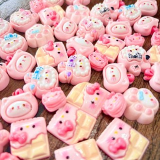 Set 10 sticker charm thỏ buny ngẫu nhiên, charm 3d đá phụ kiện trang trí dép