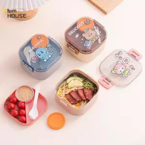 PlumHOUSE Hộp Cơm Trưa Trẻ Em Di Động Hộp Bento Inox Với Bộ Đồ Ăn Hoạt Hình Bảo Quản Thực Phẩm Dã Ngoại Ngoài Trời Hộp Salad Trái Cây VN
