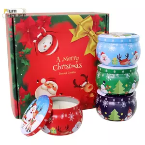 PlumHOUSE Du Lịch Di Động Giáng Sinh Hương Liệu Nến Bình Giáng Sinh Nến Thơm Thiếc Lọ Du Lịch Di Động Sáp Đậu Nành Thực Vật Nến Hộp Quà Tặng VN
