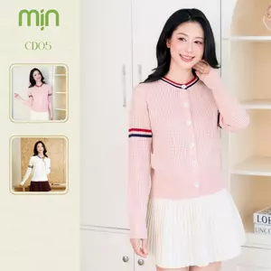 Áo Cardigan Len Nữ Dệt Lỗ Mịn CD05 Phối Sọc Tay Len Mịn Cao Cấp, Dáng Hàn Công Sở, Thanh Lịch