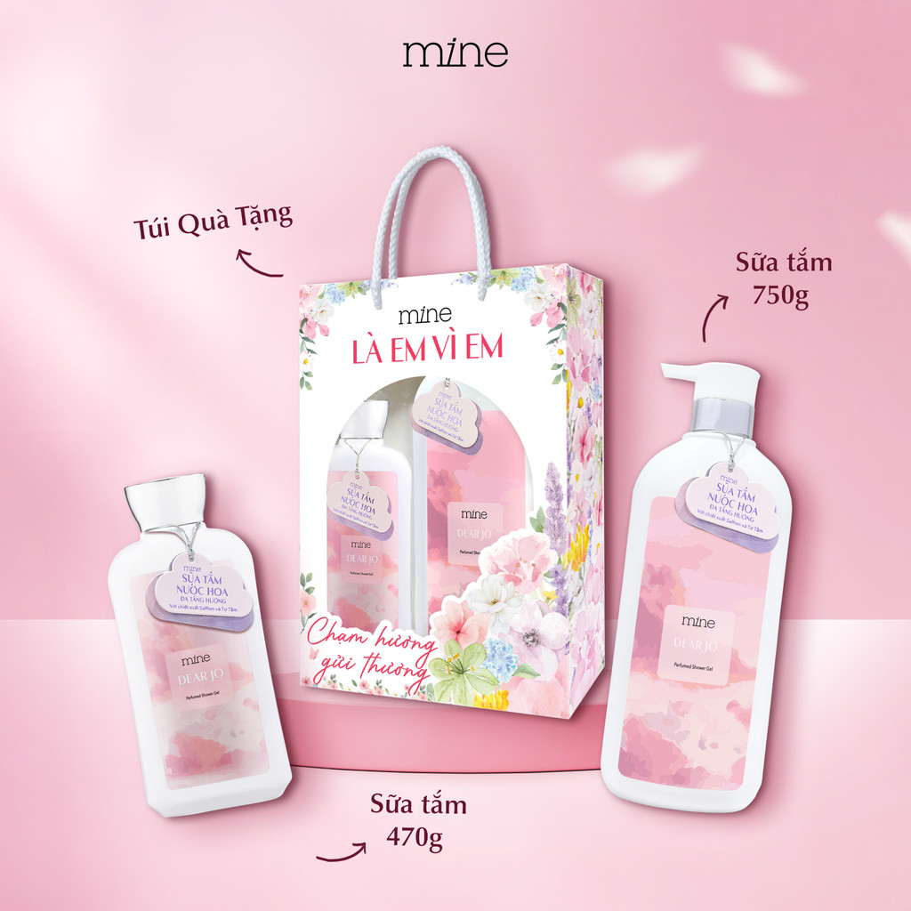 [SET QUÀ TẶNG] Sữa Tắm Hương Nước Hoa Mine Perfumed Showergel Thơm Quyến Rũ Hỗ Trợ Dưỡng Ẩm Và Dưỡng Sáng Da 470g & 750g