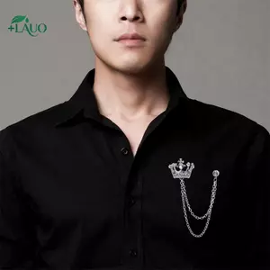 Springevenstar Hàn Quốc Phong Cách Anh Dây Xích Vương Miện Trâm Phù Hợp Với sel Dây Xích Ve Áo Pin Huy Hiệu Retro Nam Phụ Kiện Tiệc Cưới Trang Sức Quà Tặng Springevenstar