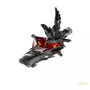 Nhẫn Gothic có thể điều chỉnh với đá quý màu đen dành cho người đam mê thời trang Sử dụng hàng ngày